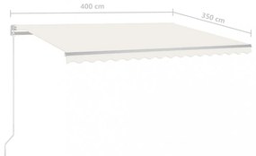 krémszínű kézzel kihúzható napellenző 400 x 350 cm