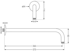 Mexen Kai DR70 rejtett fürdőkád és zuhany szett esőzuhannyal 30 cm, arany, 77602DR7030-50