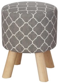 Puff, szürke szövet nyomattal/fenyő, TAFEL NEW