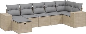 vidaXL 7 részes vegyes bézs polyrattan kerti ülőgarnitúra párnákkal