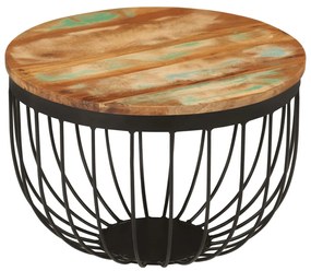 tömör újrahasznosított fa és acél dohányzóasztal Ø50 x 35 cm