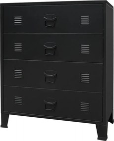 vidaXL ipari stílusú fekete fém fiókos szekrény 78 x 40 x 93 cm