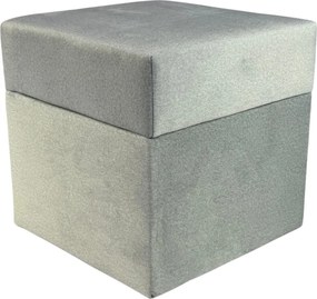 Négyzet alakú nyitható velúr puff világos szürke könnyen tisztítható tűzálló