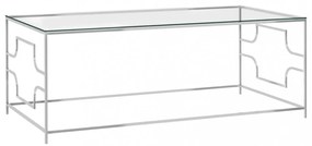 Ezüstszínű üveg és rozsdamentes acél dohányzóasztal 120x60x45cm