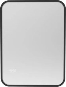 Viva AURA DELTA fürdőszoba tükör - érintőkapcsolóval - FEKETE - LED - SZÖGLETES - 60 x 65 cm