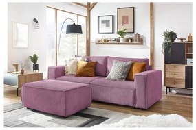 Rózsaszín kordbársony kinyitható kanapé 245 cm Nihad – Bobochic Paris