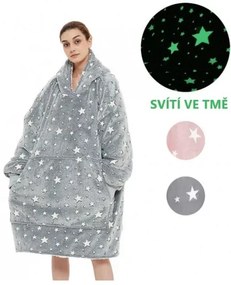 Sötétben világító takaró ujjal és kapucnival - Rózsaszín