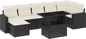 vidaXL 8 részes fekete polyrattan kerti ülőgarnitúra párnákkal