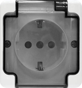 Schuko falra szerelhető hermetikus aljzat fehér IP54 Szellő 181441