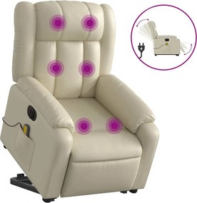 vidaXL elektromos krémszínű műbőr felállást segítő masszázsfotel