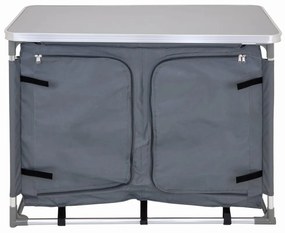 Praktikus kempingkonyha 2 rekesszel 120 x 47 cm - szürke