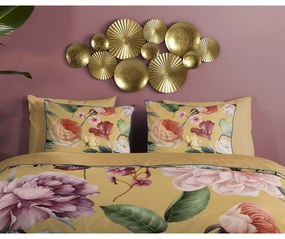 Okkersárga kétszemélyes-hosszabbított pamut-szatén ágyneműhuzat 240x220 cm Fiori – Descanso