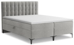 Világosszürke ágyneműtartós boxspring ágy 160x200 cm Puhala – Makamii