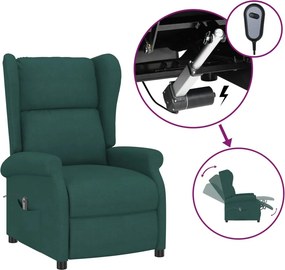 vidaXL sötétzöld szövet magas háttámlájú elektromos dönthető fotel