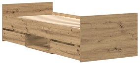 Ágykeret Matrac Nélkül Szerelt Tölgy 75x190 cm Szerelt Fa