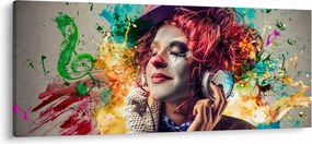 Kép - Női művész fejhallgatóval (120x50 cm)