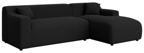 Fekete kordbársony sarokkanapé (jobb oldali-heverő résszel) Martin – Ropez