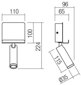 Redo 01-3084 - LED Fali spotlámpa PANEL LED/3,5W/230V USB fekete
