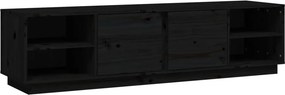 vidaXL fekete tömör fenyőfa TV-szekrény 156 x 40 x 40 cm