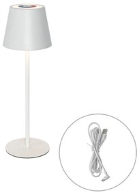 Asztali lámpa fehér, beépített LED-del, dimmerrel és újratölthető RGB IP54 - Murdock