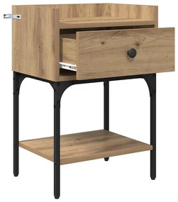 Éjjeli asztal 2 pcs kézműves tölgy 40 x 29 x 60 cm Faanyag