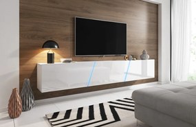 Magasfényű Fehér Lebegő TV Állvány LED Világítással. 240 cm. SLANT 240