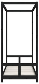 fekete tömör fenyőfa gyerekágykeret 80 x 200 cm