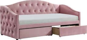 Ágy tárhellyel, 90x200, rózsaszín Velvet szövet, ZASKA