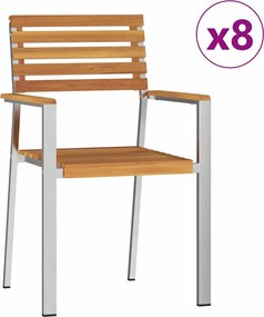 vidaXL Kerti Szék 8 pcs Olaj Természetes Tömör Akácfa