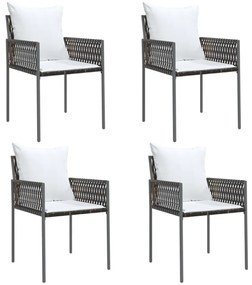 4 db barna polyrattan kerti szék párnával 54x61x83 cm