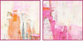 Nyomtatott keretezett vászon kép szett kézzel festett részletekkel 2 db-os 41,5x41,5 cm New Age Pink – Malerifabrikken