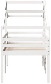 fehér tömör fenyőfa magasított ágy tetővel 90 x 190 cm