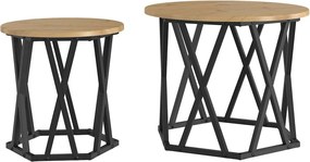 vidaXL Oldal asztal 2 pcs Artisan tölgy Műszaki fa és acél