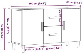 antik fa színű szerelt fa tálalószekrény 100 x 36 x 60 cm