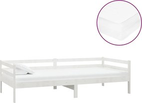 vidaXL fehér tömör fenyőfa dívány matraccal 90 x 200 cm