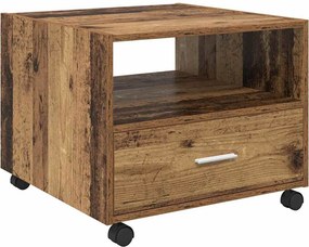 vidaXL Dohányzóasztal fiókkal Öreg fa 55 x 55 x 45 cm Faanyag
