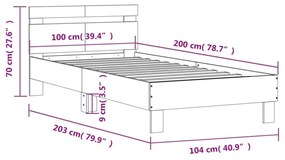 fekete szerelt fa ágykeret fejtámlával 100 x 200 cm