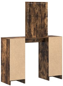 Fésülködőasztal LED Lámpákkal Füstölt Tölgy 102x33x135 cm