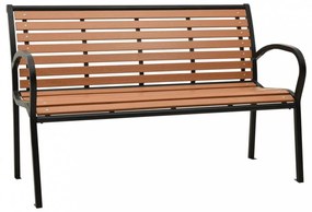 Fekete és barna acél és wpc kerti pad 116 cm