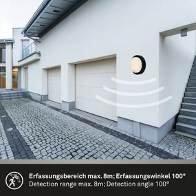 Brilo - LED újratölthető kültéri fali lámpa érzékelővel LED/4W/5V 4400 mAh IP44 fekete