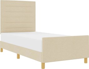 vidaXL Ágykeret fejtámlával Krém 90 x 190 cm szövet