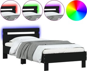 vidaXL fekete ágykeret fejtámlával és LED-világítással 100 x 200 cm