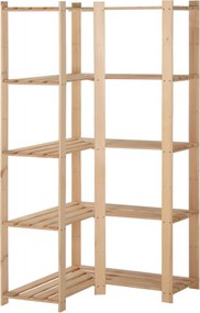 vidaXL 5 szintes tömör fenyőfa sarok-tárolóállvány 82,5x82,5x170 cm