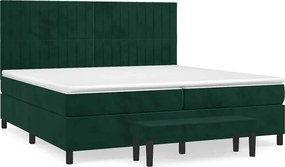 vidaXL sötétzöld bársony rugós ágy matraccal 200x200 cm