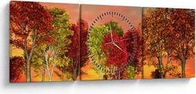 Kép - Színes fák (órával) (90x30 cm)