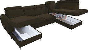 Kinyitható ülőgarnitúra, barna, balos, KORIO U