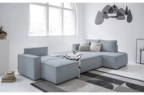 Világosszürke kordbársony kinyitható sarokkanapé (jobb oldali-U alakú) Brave Dave – Miuform