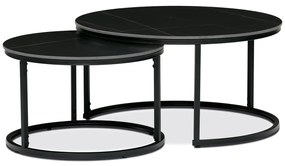Set de 2 măsuțe de cafea din ceramică cu efect de marmură neagră. Diametru: ø80 cm și ø60cm. AHG-404