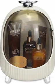 Ideallife kozmetikai rendszerező LED-del, tejfehér, fedéllel, hordozható