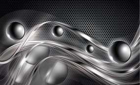 Fotótapéta Ezüst hullámok absztrakt 250x175 metál modern design +ragasztó